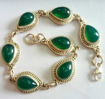 Zilveren armband met groene Onyx en Markasiet